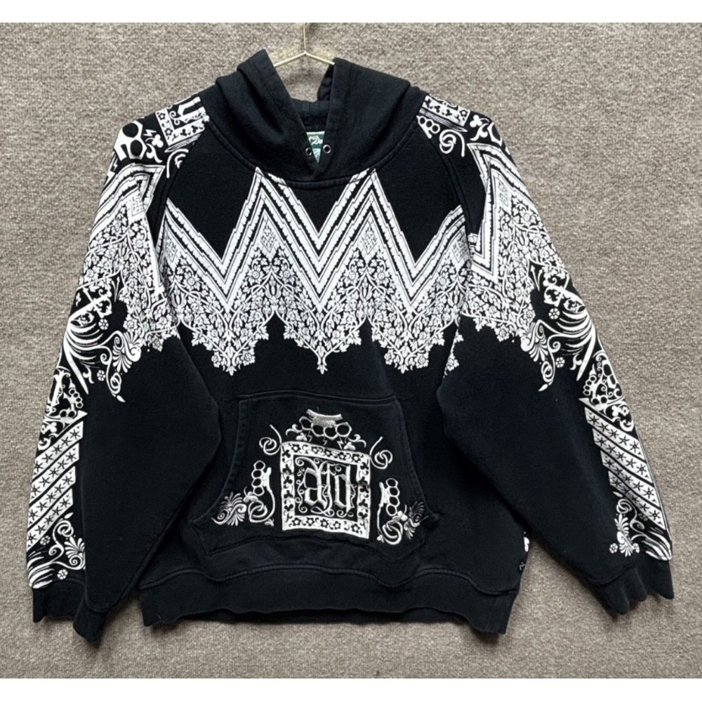 ARTFUL DODGER Hoody Mens 4XL Black and‎ White Y2K RARE Hoodie Floral Print VTG